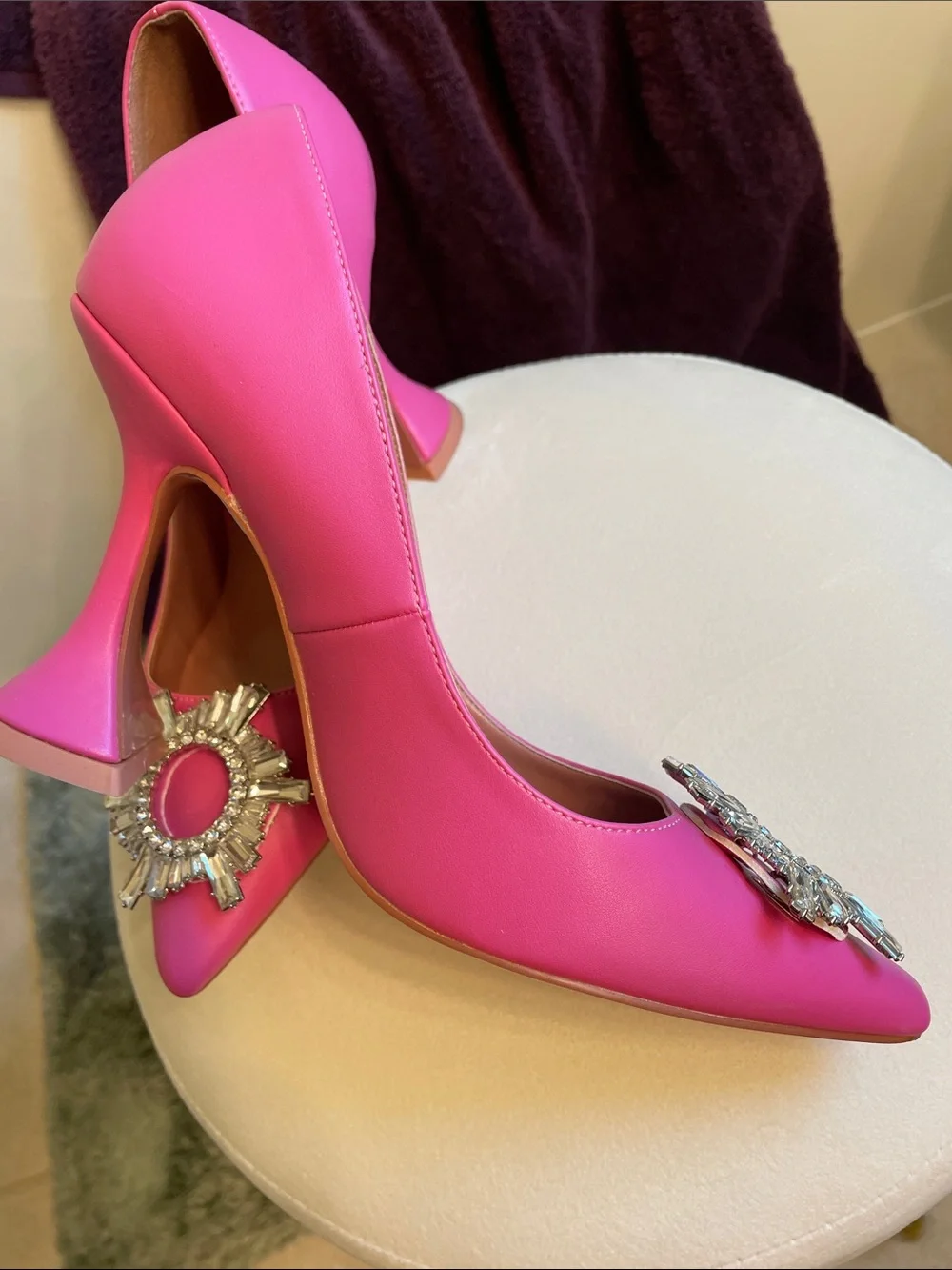 Zzheels Women's Triangle Heel Pumps Pointed Toe w Crystal Bling Hot 🔥 Hot SZ 8